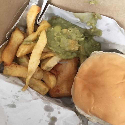 Vegan fish and chips  at Blondes in Cottingham