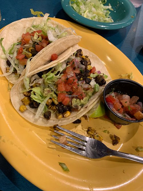 Black bean and corn tacos. With guac and ice berg lettuce  at LAS - Jose Cuervo Tequileria - T1 in Las Vegas