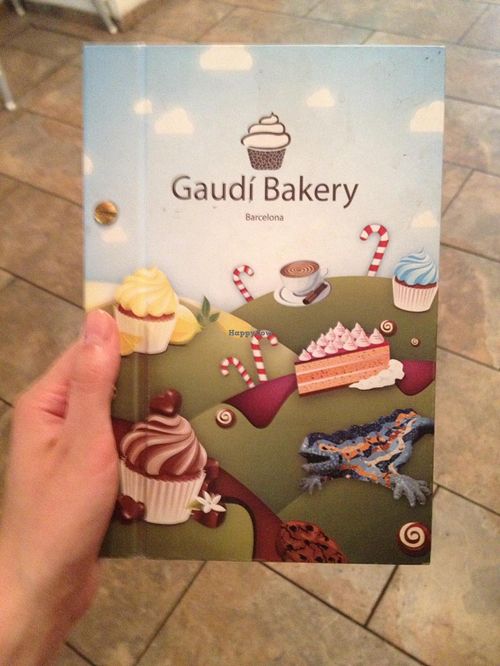 Menu cover at Gaudi Bakery in Barcelona