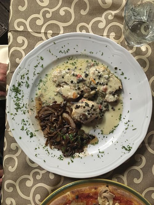 fillet of seitan with green peppercorns and balsamic fennel  at Felice Ristorante Pizzeria in Lucca
