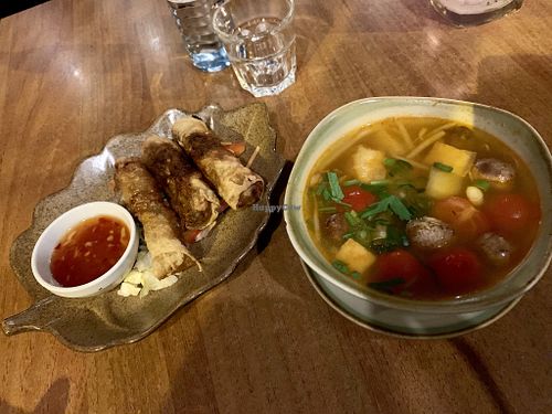 spring rolls n soup at Soy in Berlin