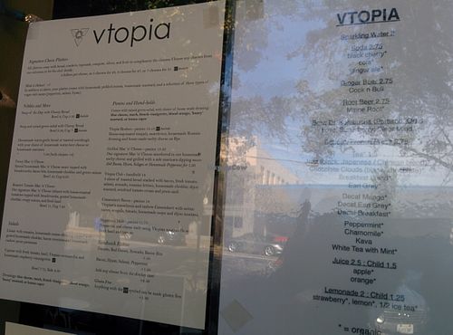 Vtopia menu at Fru Fru Terra in Portland