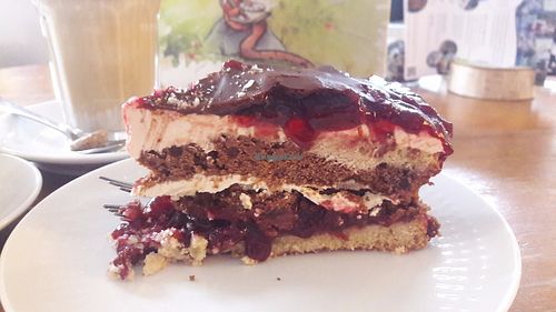 Dreisam cake- cream, chocolate and berries. amazing :) at Pausenraum in Freiburg
