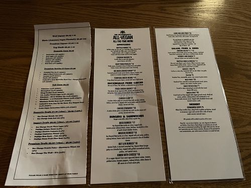Menu as of 2022  at The Buckingham in Edmonton
