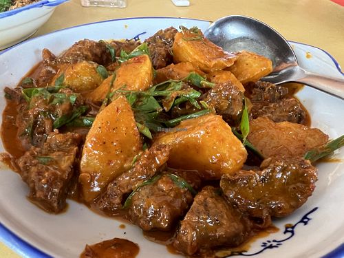 Curry mutton rendang- not curry leaves but it’s super refreshing!   at Qi Fu Healthy Park VegeHouse 7 福健康素食园 in Skudai