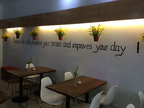 Inside seating at Connecting Hands Cafe in Phnom Penh