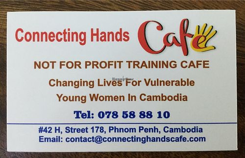 Business card at Connecting Hands Cafe in Phnom Penh