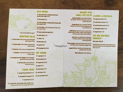 Drinks menu at Connecting Hands Cafe in Phnom Penh