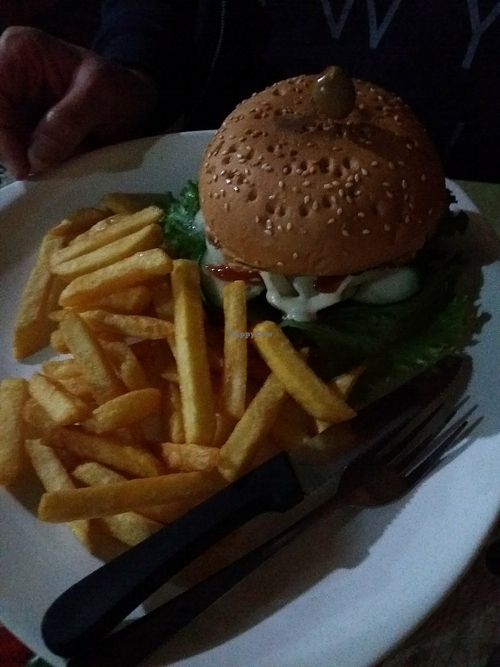 Vegan Burger at Paz y Flora - Soda Passiflora in Monteverde