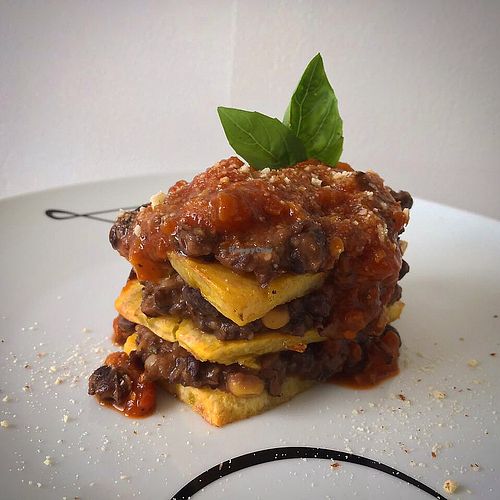 Plantain Lasagna at Purolove Vegan Gourmet in Panama City