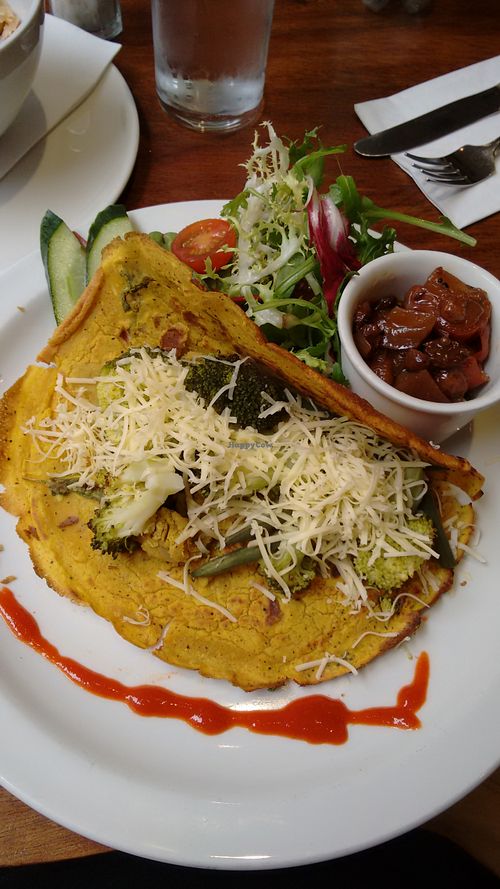 Pancake full of veg. at Henderson's Vegan in Edinburgh