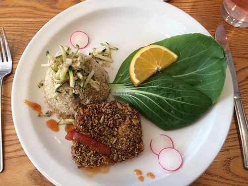 Orange & chilli nacho crumble tofu with quinnia at Henderson's Vegan in Edinburgh