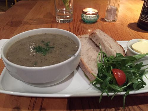 mushroom potato and fill soup  at Henderson's Vegan in Edinburgh