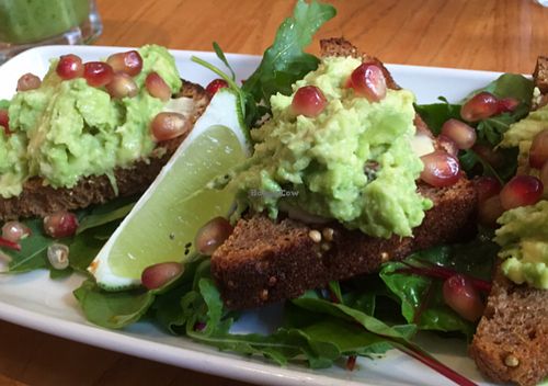Avocado on rye toast  at Henderson's Vegan in Edinburgh