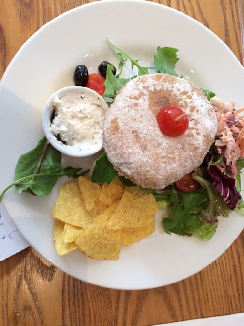 the bean burger from above at Henderson's Vegan in Edinburgh