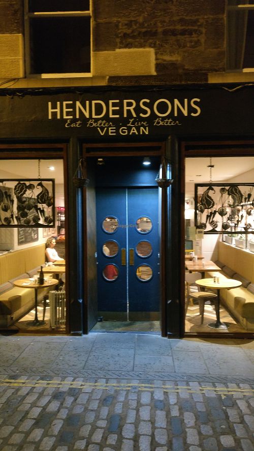 Outside at Henderson's Vegan in Edinburgh