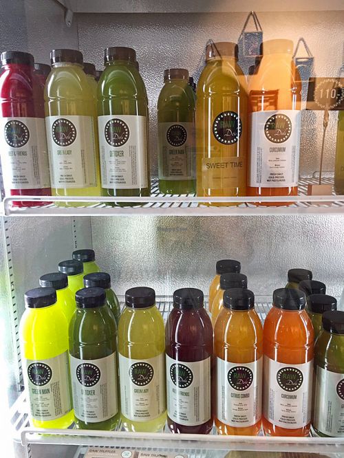 amazing choice of cold-pressed juices. at The Raw Deli in Prague