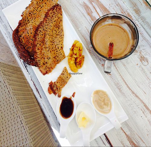 breakfast pancakes at Malaika Secret Moksha in Sanur