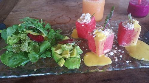 Watermelon and feta cheese  at Malaika Secret Moksha in Sanur