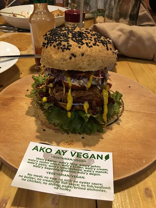 Vegan burger at The Vegan Dinosaur in Davao City