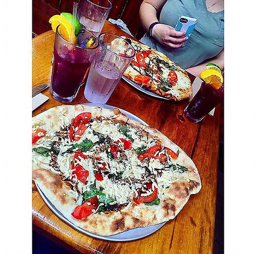vegan pizza at Flatbread Company in Portsmouth