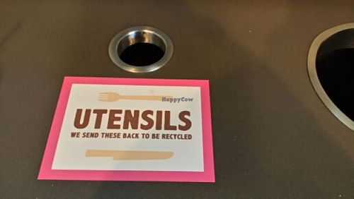 Recycling of utensils! at Amy's Drive Thru in Rohnert Park