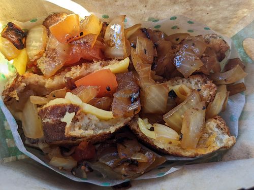 Delicious vegan loaded grilled cheese sandwich at Amy's Drive Thru in Rohnert Park