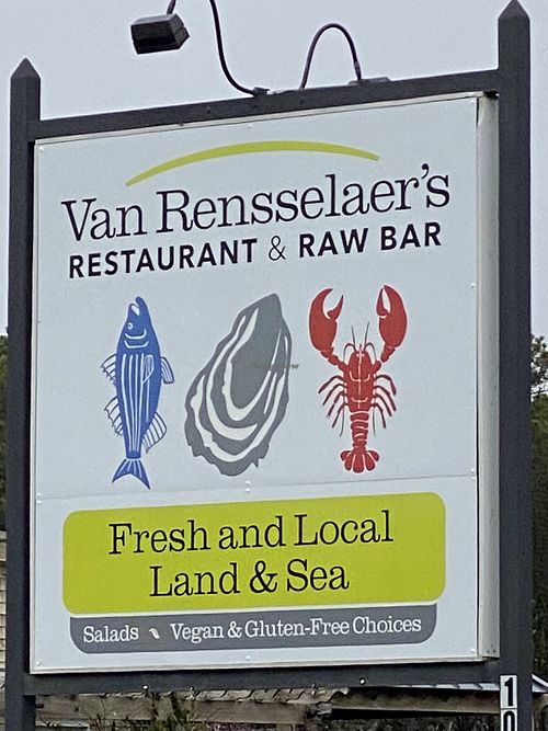 Sign 4.13.22. Vegan options!!!  at Van Rensselaer's in South Wellfleet