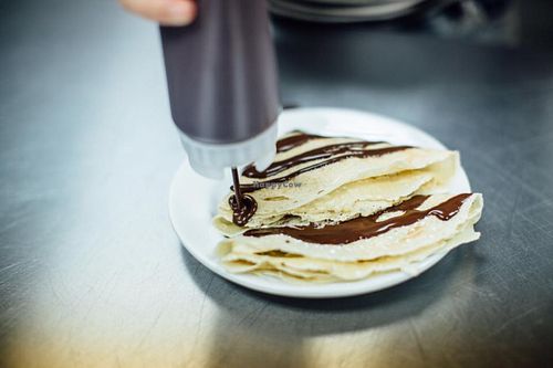 Crêpe with organic bananas and house-made chocolate sauce! at Passion Flour Patisserie in Salt Lake City