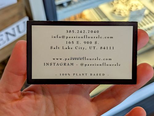 Business Card (back) at Passion Flour Patisserie in Salt Lake City