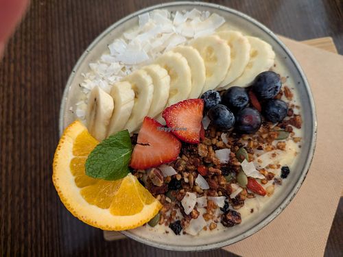 Mango smoothie bowl at Veggie Vie in Adelaide