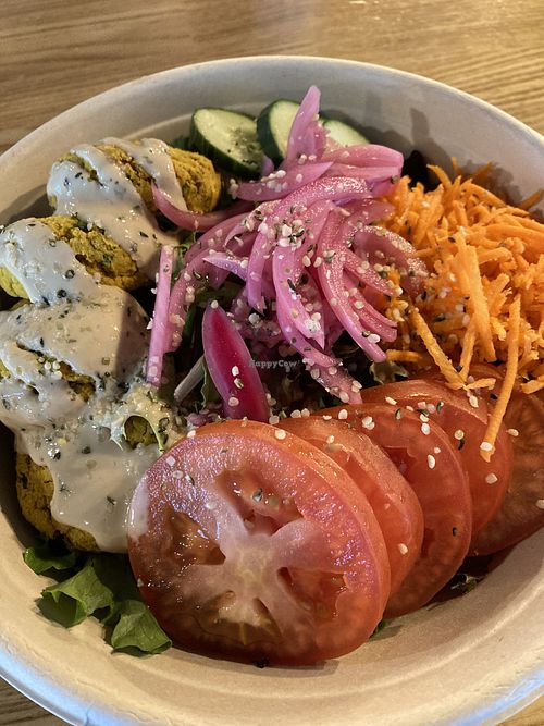 Falafel bowl (vegan and gluten free)  at Thrive Juice Bar and Kitchen in Bar Harbor