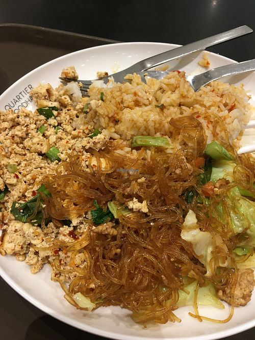 Rice, chilli tofu and noodles  at Walee - EM Quartier in Bangkok