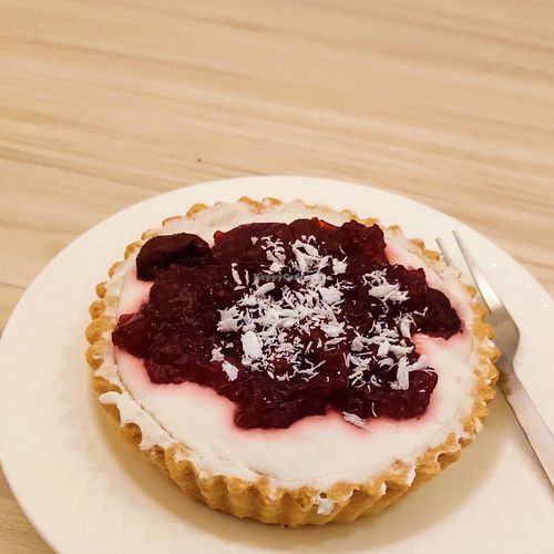 Delicious little cream cake at Kiwi Vegan Cafe in Tbilisi