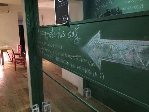 happiness this way sign at Casa Griega in Barcelona