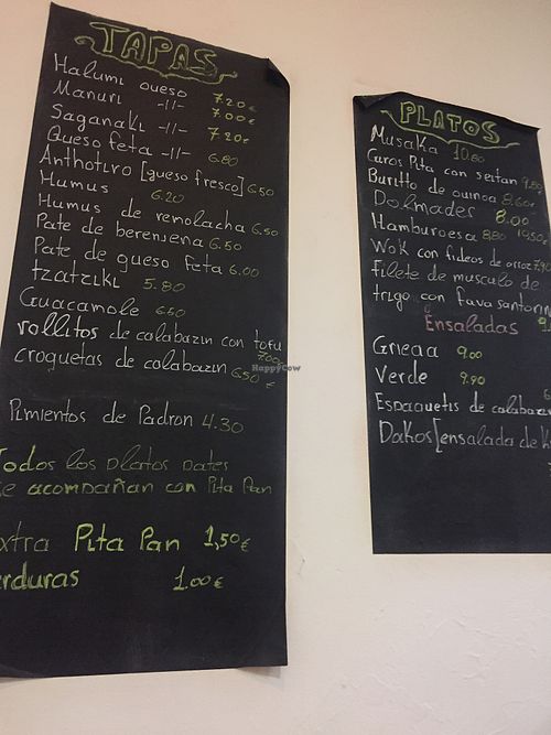 Updated menu  at Casa Griega in Barcelona