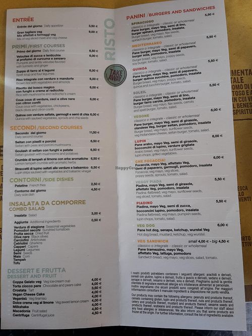 The menu at Sopra la Panca in Trento