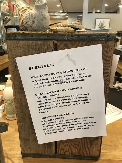 Specials at Not Only Juice in Willimantic