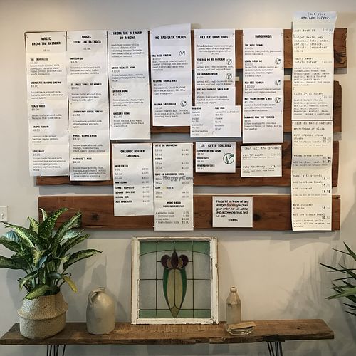 Menu board at Not Only Juice in Willimantic