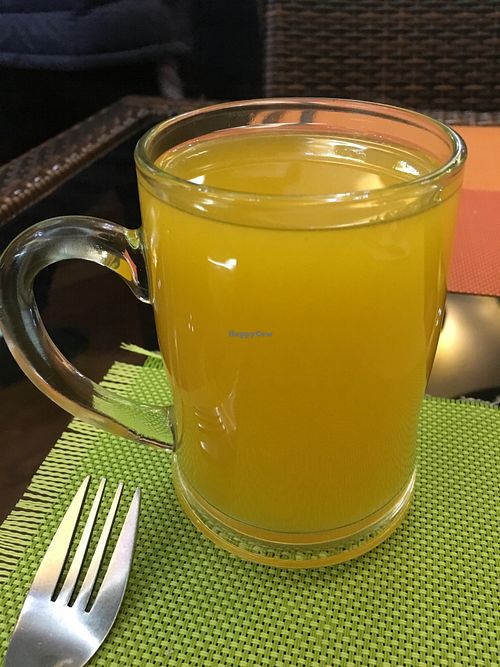 Seabuckhorn Tea--Highest Vit C at Bosco Verde Italian Vegan Restaurant in Ulaanbaatar