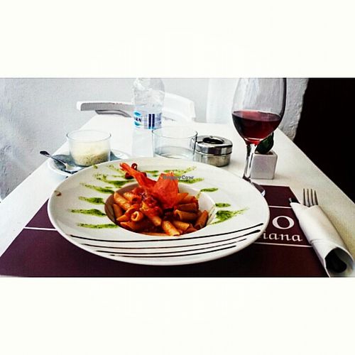 Vegan pasta dish at SaleRossa.  The tomatoes were amazing, like none I have had before.  at SaleRosso in Antiparos