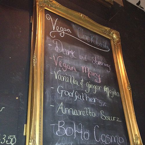 Vegan cocktail board  at The Bohemian in Newcastle Upon Tyne