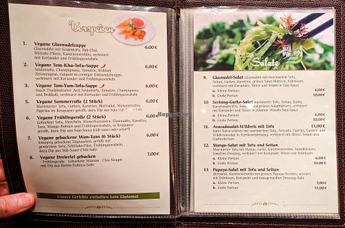 Menu page at Savory Chay at Savory Chay in Berlin