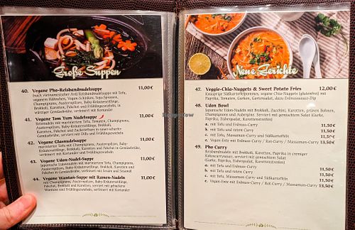 Menu page at Savory Chay at Savory Chay in Berlin