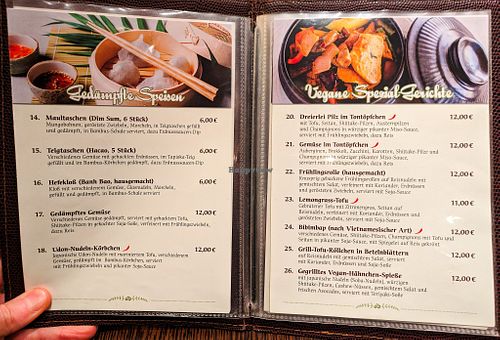 Menu page at Savory Chay at Savory Chay in Berlin