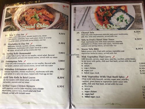 menu at Savory Chay in Berlin