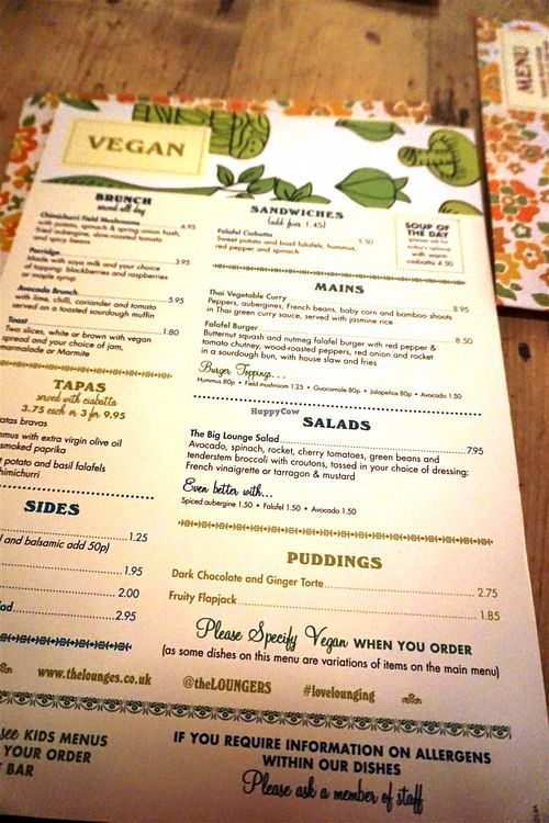 menu at Lounges - Brasco Lounge in Liverpool