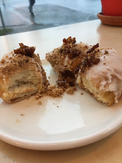The spiced pear crumble donut (vegan) was delicious  at Cartems Donuts - Main St in Vancouver
