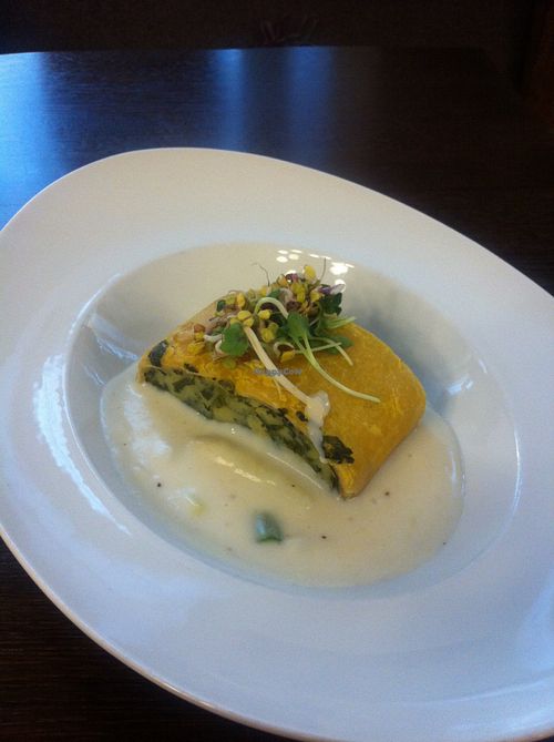I got some kind of asparagus strudel in a white sauce. It was simply amazing.  at Zum Wohl in Vienna