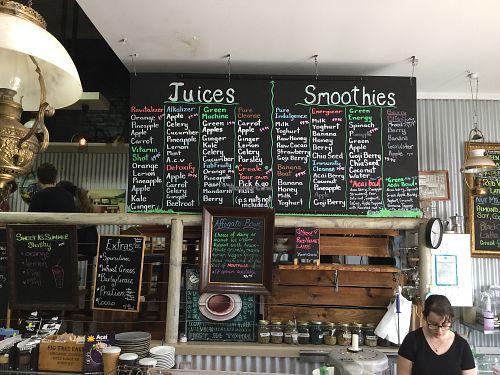 wall menu at Cafe de Velo in Toowoomba
